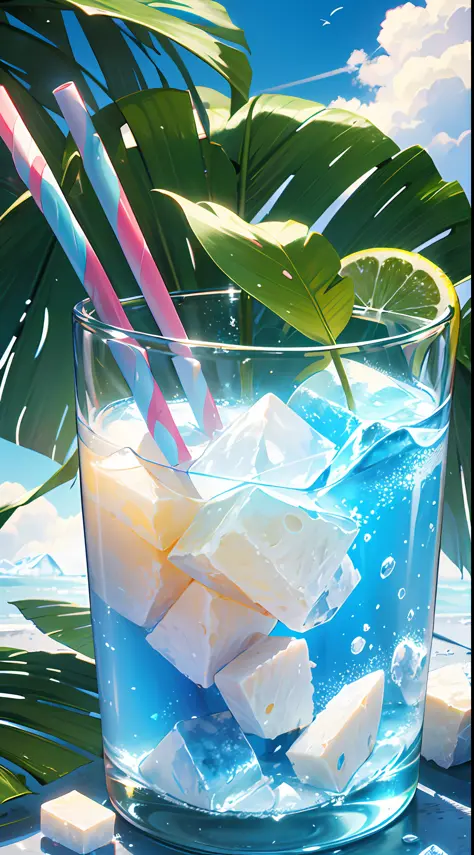 (chinese beauty) a soft drink made of coconut juice, ice cubes, and coconut juice. milky white turns white. very cool. there are...