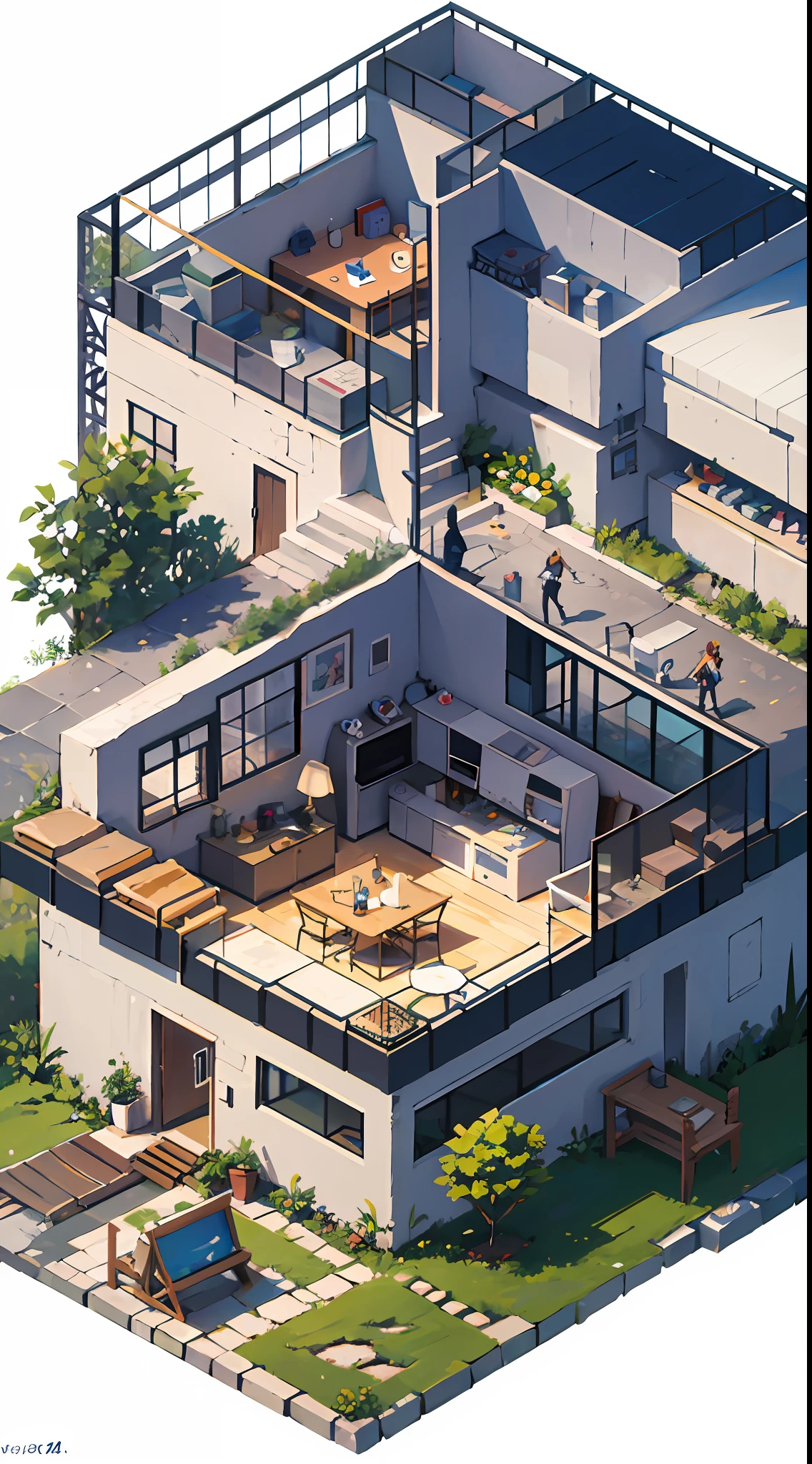 Isometric, overlooking 45 degrees,  SLG game building, single building,