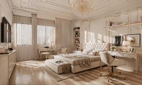 best quality, master picece, hyper detail, supper detail, best realistic, (classical bedroom, beautiful lighting, shimmering)|[d...