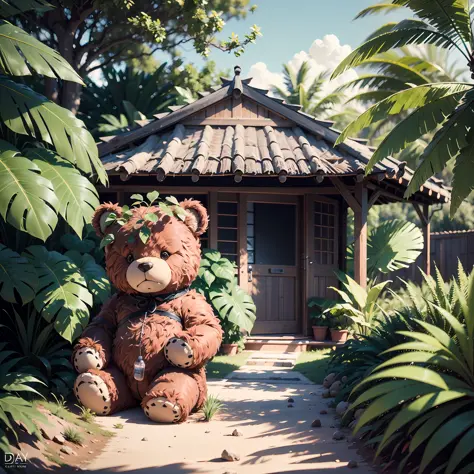 teddy bear, trator, plantation, terra, azedo, casa de campo , arte conceitual, profundidade de campo, cinematic lighting, chroma...