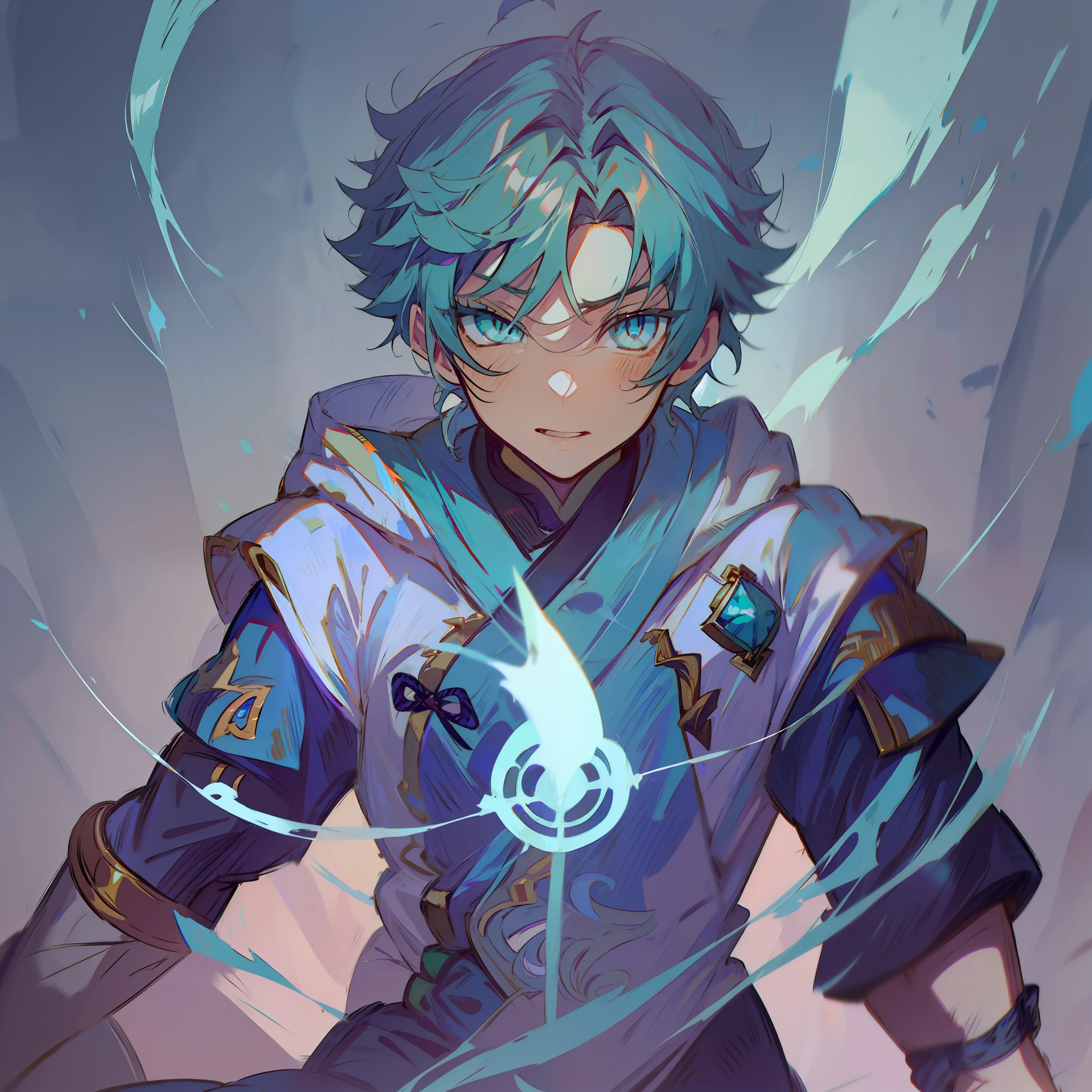 0.7>(masculino),Menino anime com cabelo azul e olhos azuis em uma roupa azul, Keqing por Genshin Impact, Demon Slayer rui fanart, cara bonito na arte demon slayer, handsome japanese demon boy, Estilo de arte de Demon Slayer, anime moe artstyle, Estilo anime 4K, Estilo anime 2D, Zhongli, Impacto Genshin, Ou impacto de Ayaka Genshin, Personagem Impacto Genshin