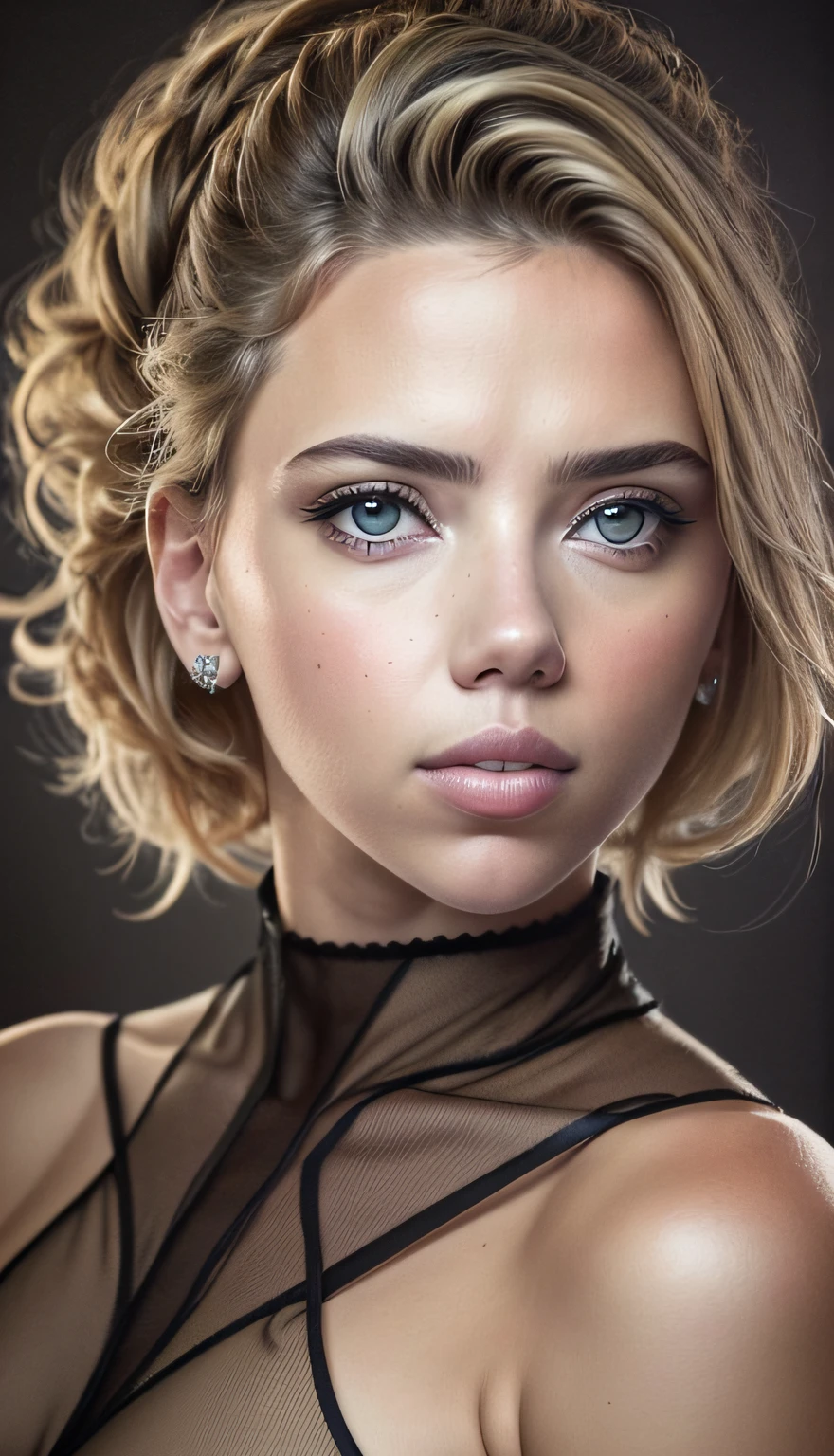 una mujer con una cara similar a Scarlett Johansson mezclada con la Chalize theron, steampunk , ((cuerpo entero: 1.6)), (Obra-prima: 1.5), (mejor calidad), (fotorrealista:1.6), 8K, (textura de piel detallada), textura de tela detallada, hermoso rostro detallado, detalles intrincados, (ultra detallado: 1.6), (Un bosque al fondo),