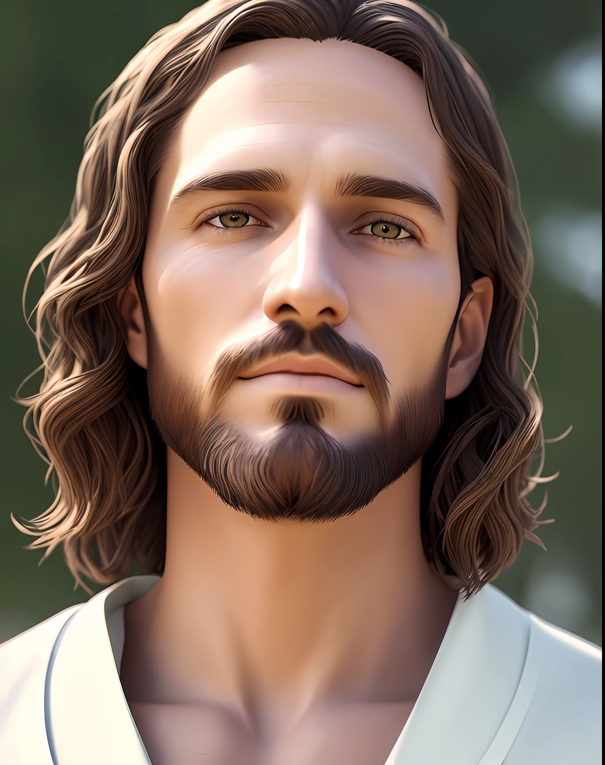 (symmetry),centered,a ((close)) up portrait,(Jesus),a very thin white man with long hair and a beard,wearing a long white robe,35mm,natural skin,clothes  detail, 8k texture, 8k, insane details, intricate details, hyperdetailedhighly detailed,realistic,soft cinematic light,HDR,sharp focus, ((((cinematic look)))),intricate, elegant, highly detailed