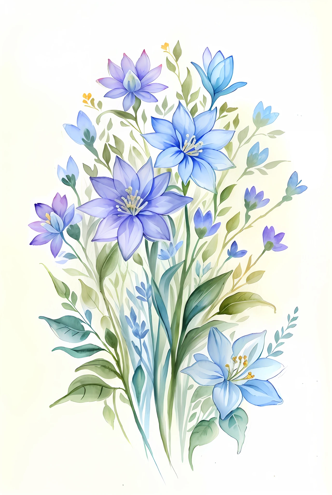 ( watercolor \(half\), drawing, beautiful flowers.