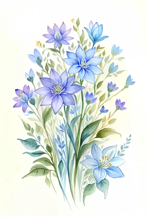 ( acuarela \(medio\), dibujo, hermosas Flores.