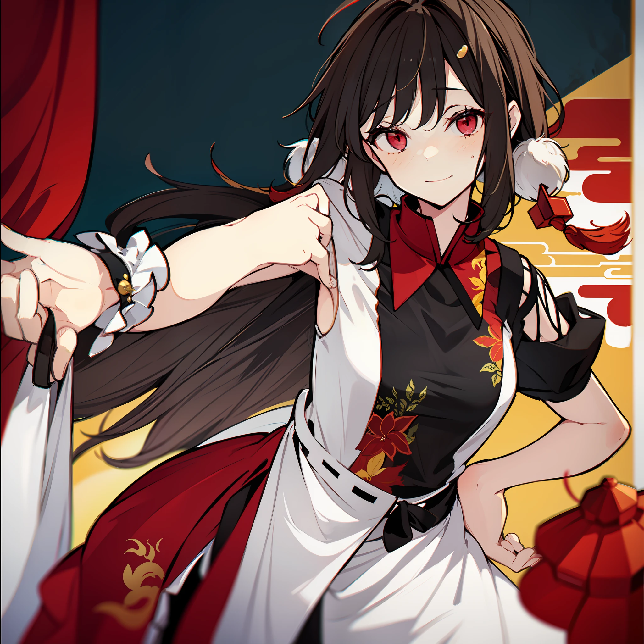 masutepiece, Fine detail, 4K, 8K, 12K, Solo, One person, Beautiful girl, caucasian female, Touhou Project's Sesei-marubun、dark-haired、midium breasts、(shorth hair)、chinese clothes, Chinese dress, Chinatown