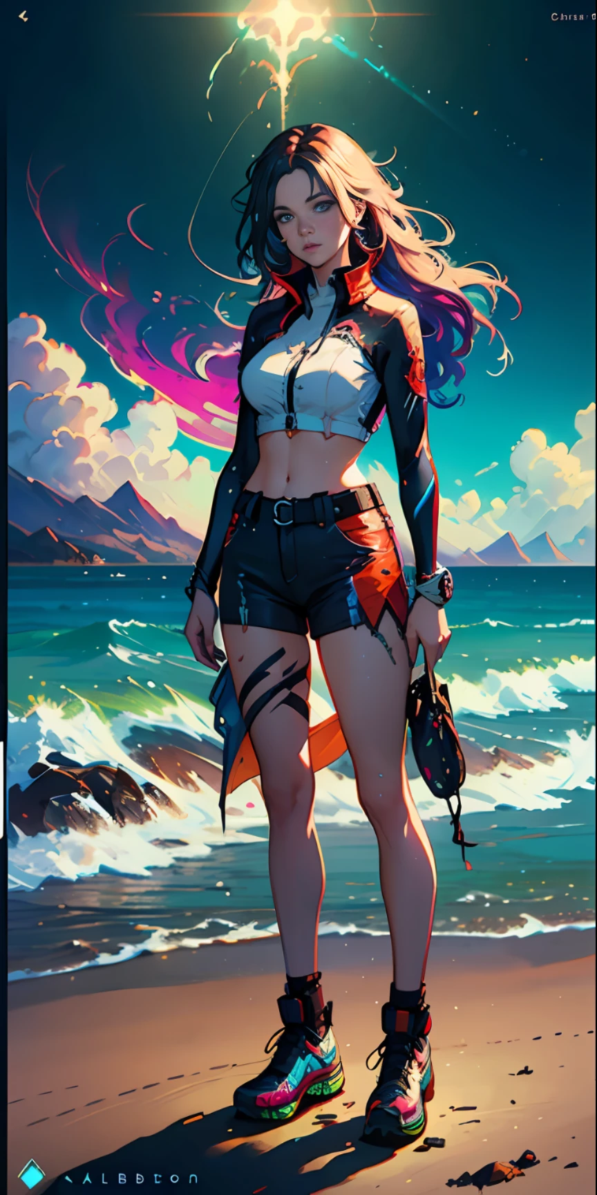 a gorgeous Harley Quinn standing on sand, wind in the hair, full length body shot,(((ultra warm bright pastel colors))), orange pink white colors, sharp focus, lut, ultra insane high resolution intricate textures, texture indentation, (((((Charlie Bowater, art by Alena Aenami, art by Albert Bierstadt, art by Carne Griffiths))))), luminism, light placement art, octane render, ultra intricately detailed, ultra maximalism, romanticism