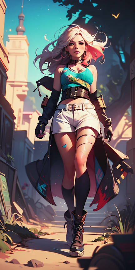 a gorgeous Harley Quinn standing on sand, wind in the hair, full length body shot,(((ultra warm bright pastel colors))), orange pink white colors, sharp focus, lut, ultra insane high resolution intricate textures, texture indentation, (((((Charlie Bowater, art by Alena Aenami, art by Albert Bierstadt, art by Carne Griffiths))))), luminism, light placement art, octane render, ultra intricately detailed, ultra maximalism, romanticism, art by Artgerm,