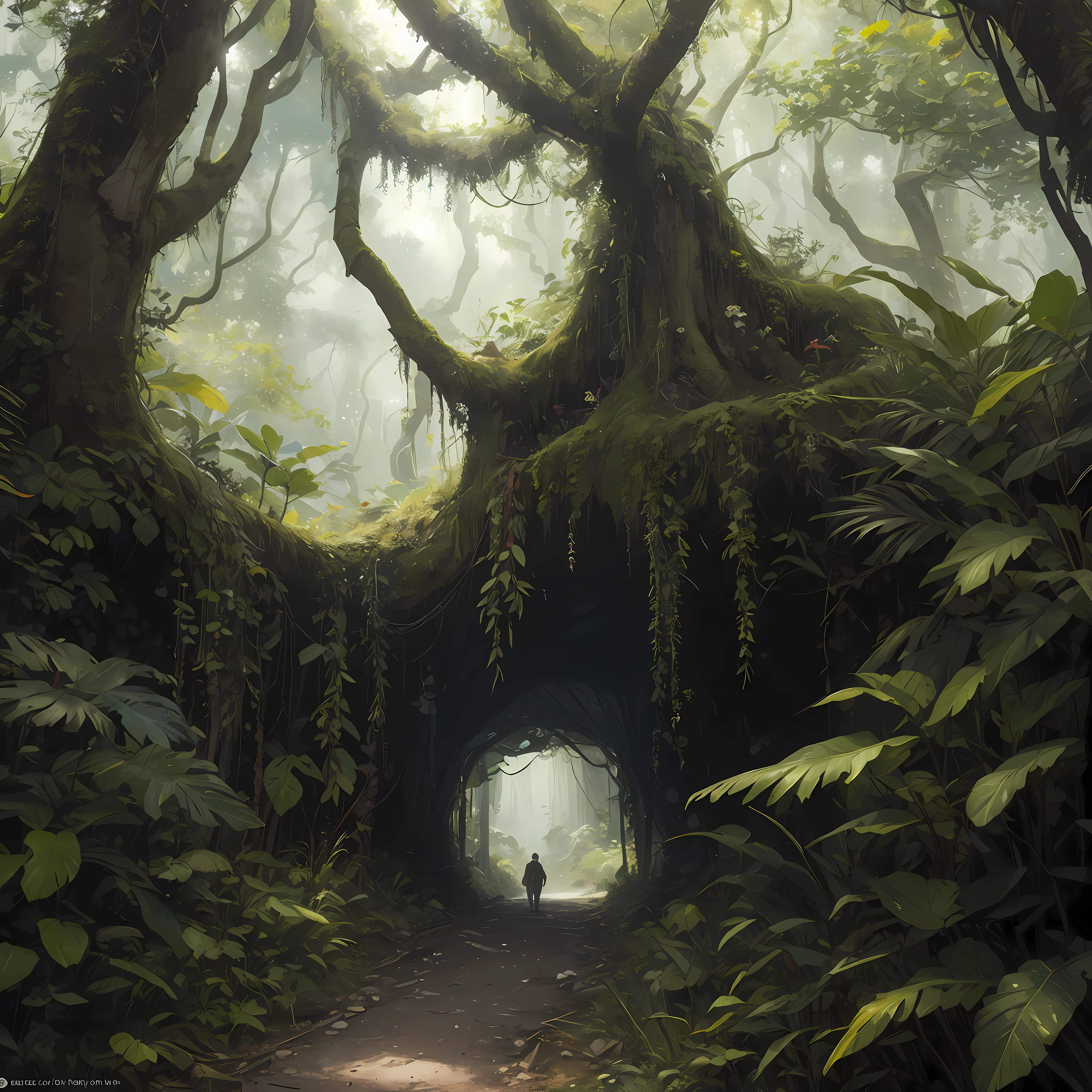 A detailed and intricate digital illustration of a dense jungle full of exotic flora and fauna, with sunlight filtering through the canopy creating a dappled effect. Yoshitaka Amano and Hayao Miyazaki&#39;s style, masterpieces, proportions, details, art station trends, beautiful lighting, realistic, intricate, award winning, 4k, highest quality award winning, 4K digital painting in the style of Yoshitaka Amano. A detailed and intricate depiction of the zombie apocalypse, masterfully capturing the chaos and drama of the scene. Beautiful lighting and cinematic composition make this piece a true masterpiece, trending on artstation