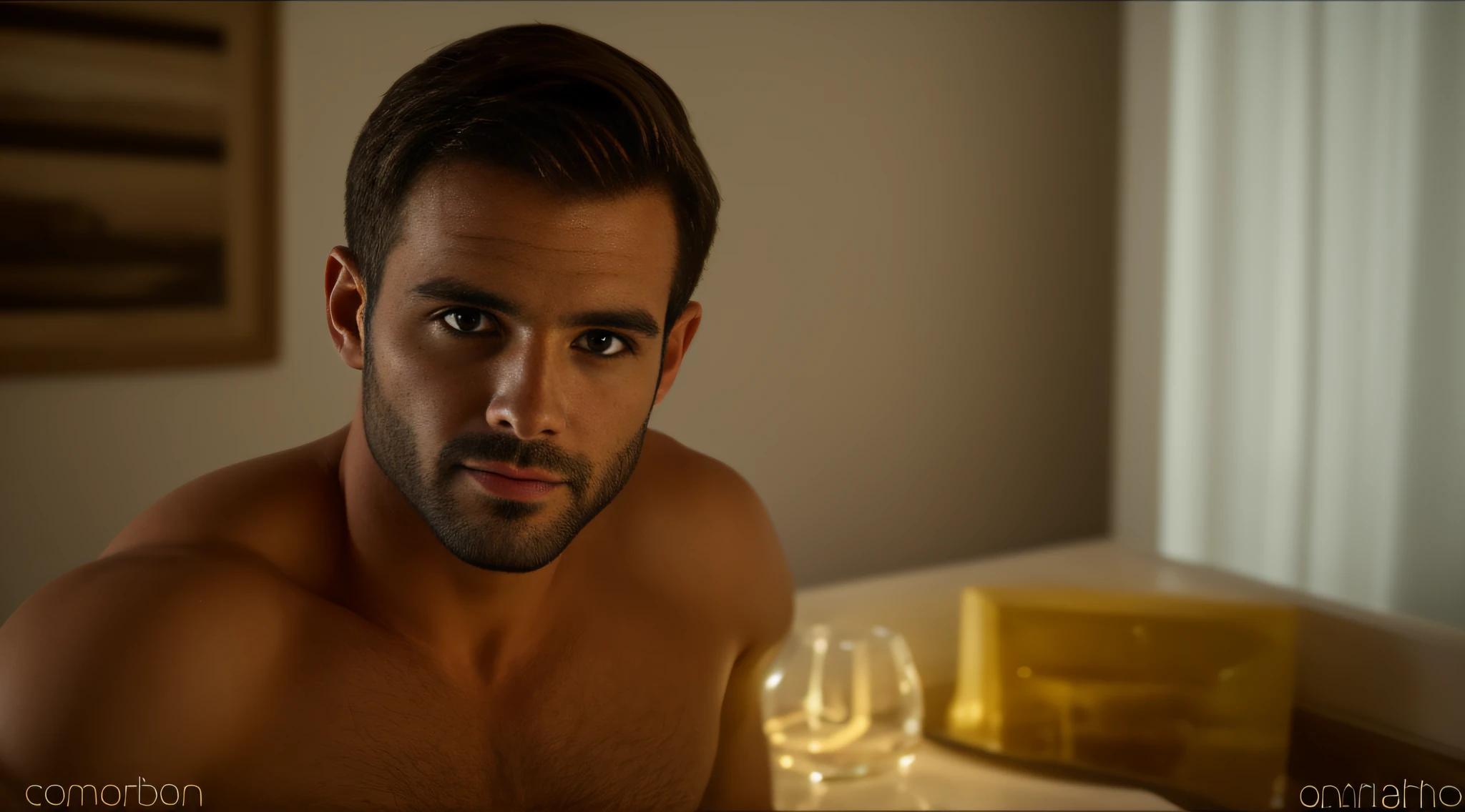 30-летний мужчина из Бразилии., бородатый, очень красивый, глядя в камеру, детальное изображение, UHD, 8К