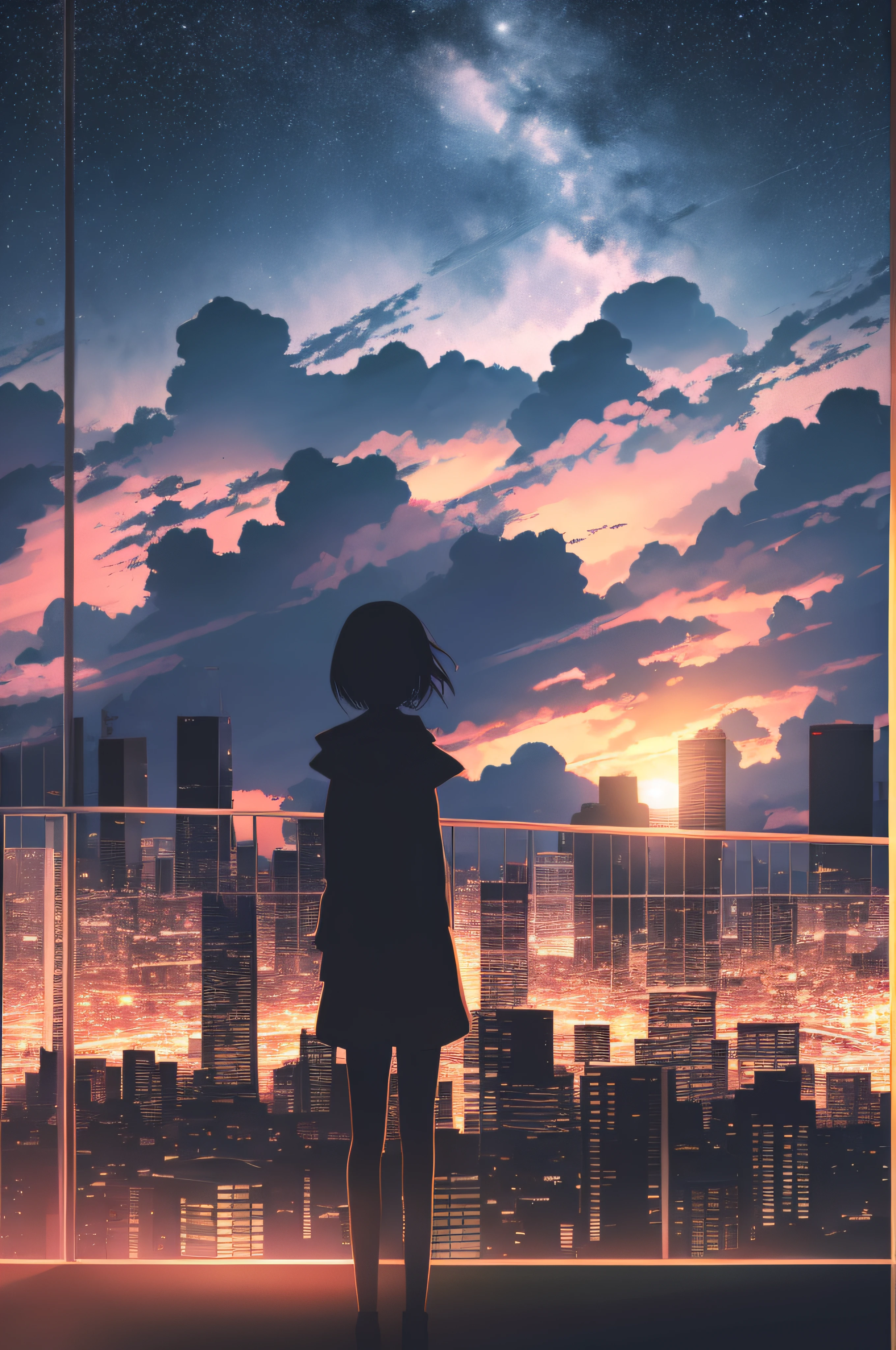 Silhouette, starry sky, landscape, lights, art, 1080x2160 wallpaper | Night  scenery, Anime scenery, Anime scenery wallpaper