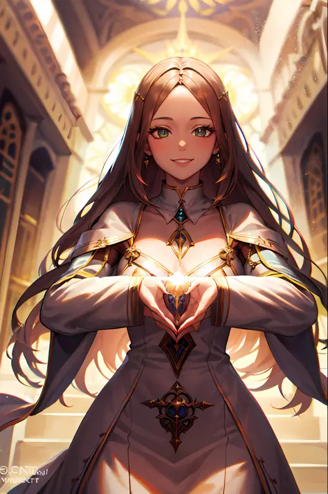 (priestess:1),complex, perfect lighting, 1girl, looking at viewer, smile, snulight,bight,glowing(masterpiece), (best quality)