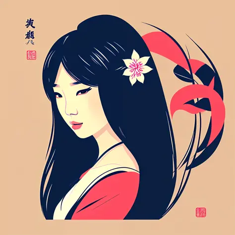Asian girl illustration style --auto