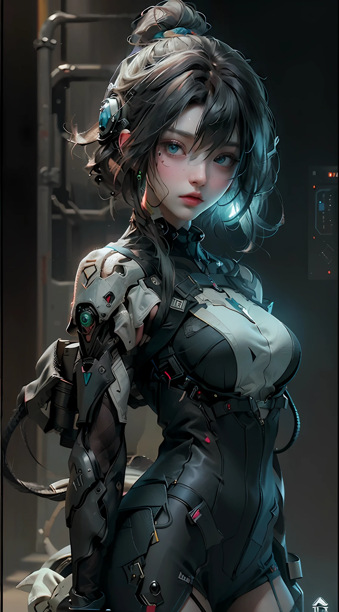 A woman in a futuristic suit holding a gun - SeaArt AI