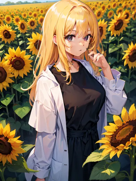 sunflowers fields、onepiece、woman