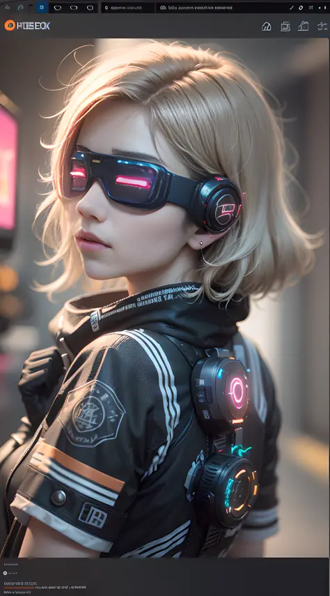 ((best quality)), ((masterpiece)), (very detailed:1.3), 3d, beautiful (cyberpunk:1.3) female hacker, mohican hairstyle, back to ...