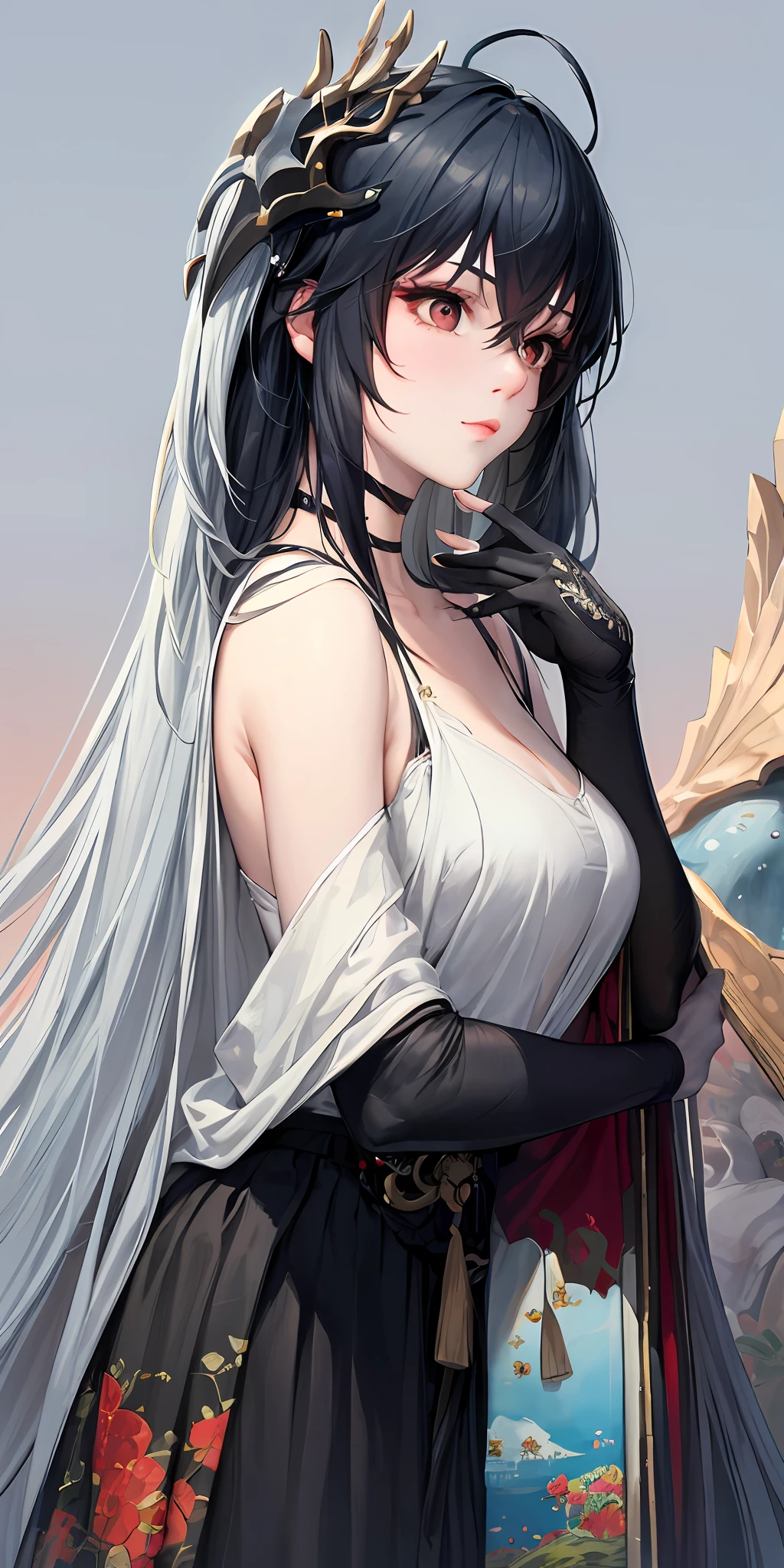 a close up of a woman with white hair and a white mask, beautiful character painting, guweiz, artwork in the style of guweiz, white haired deity, by Yang J, epic exquisite character art, stunning character art, by Fan Qi, by Wuzhun Shifan, guweiz on pixiv artstation