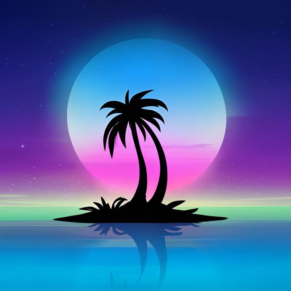 (neonskiesai)++, una palmera en la playa