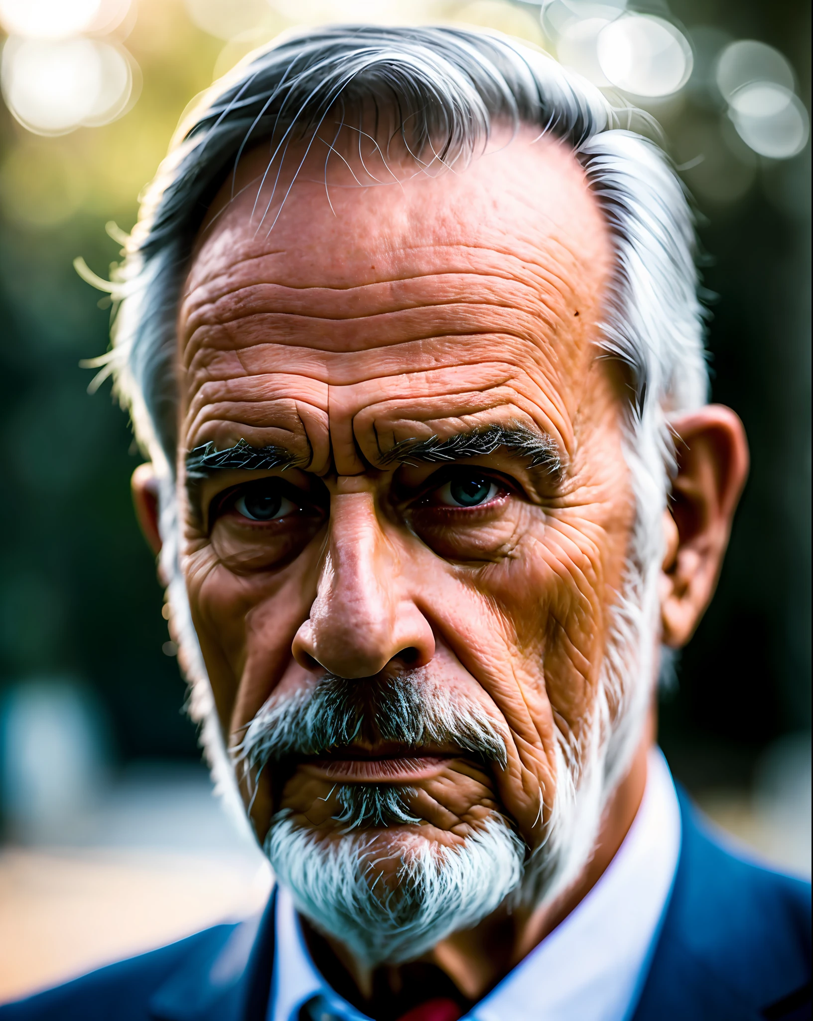 Detailed shot of old man ,60 years, tall, dark hair colour, light skin colour, taken with a Leica M6 and a Leica 75mm F1.25 Noctilux, atmospheric lens.