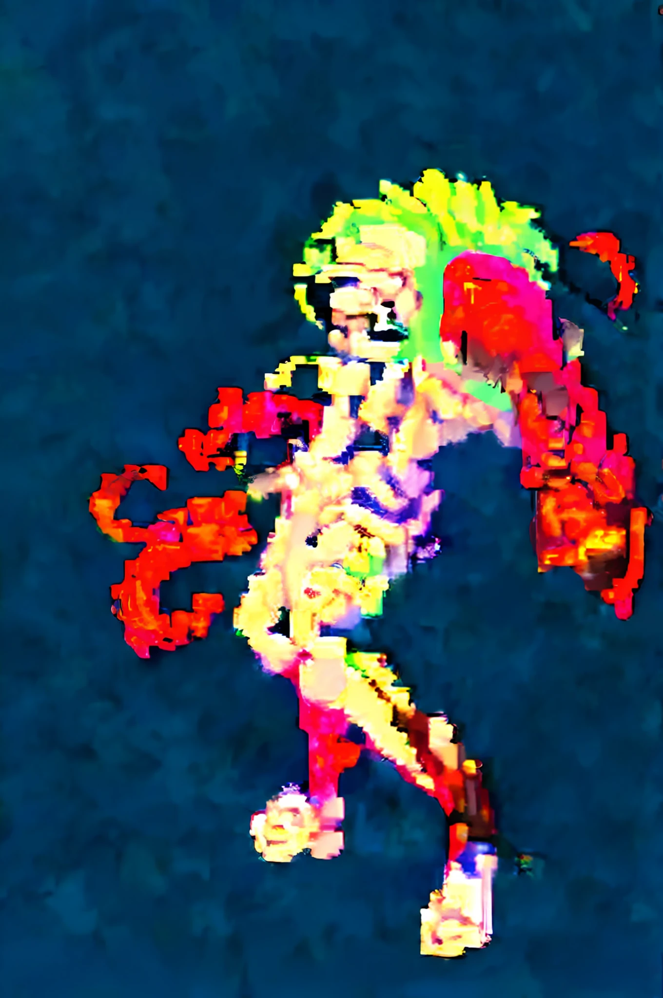 Brightly colored pixel image of a man with a baseball bat - SeaArt AI