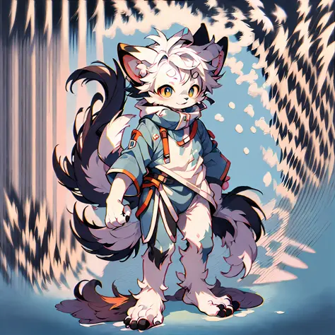 anime - style picture of a cat with a bow and a blue coat, fursona furry art commission, very very beautiful furry art, Furry ar...