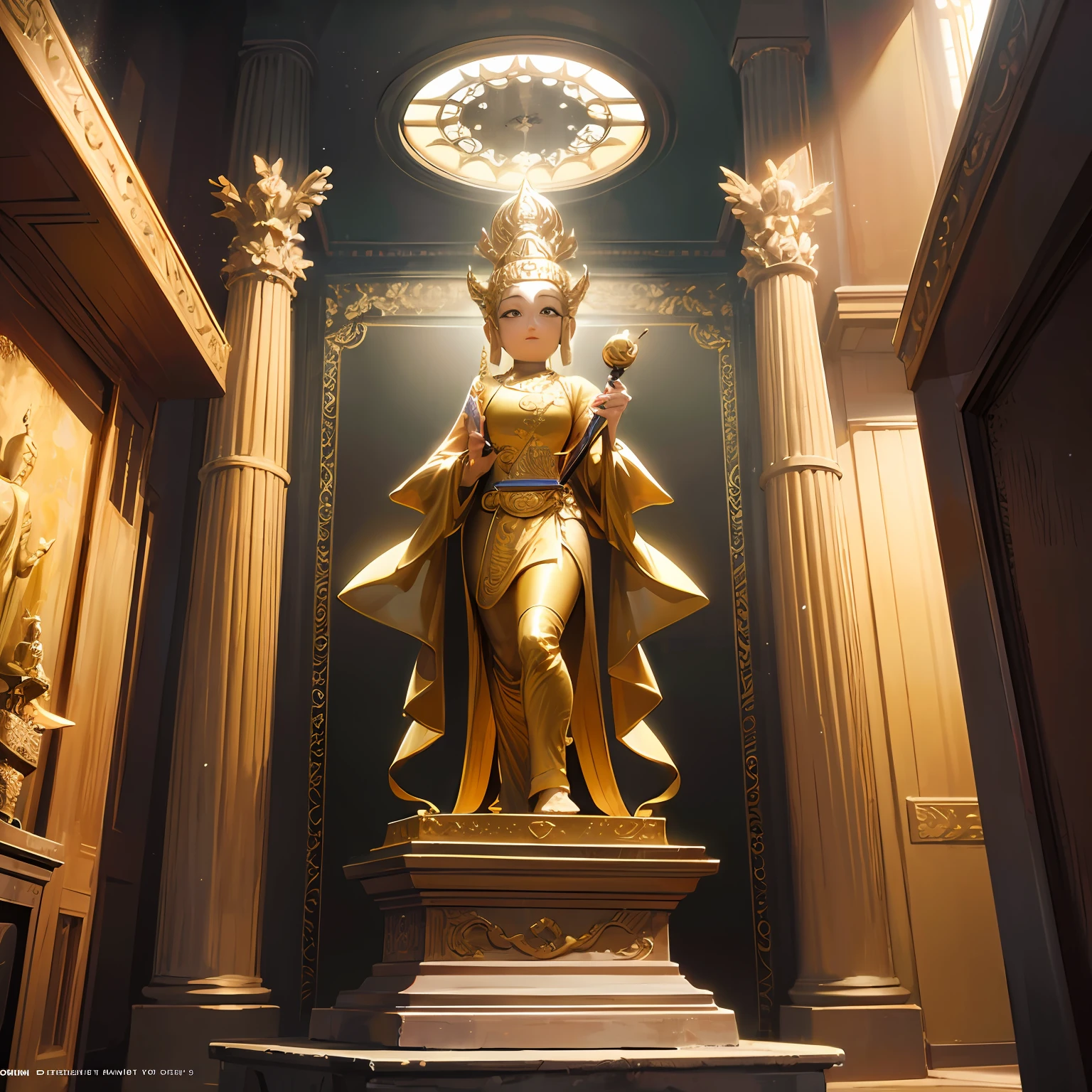there is a статуя of a golden Snake on top of a building, a Buddhist Будда, снято на сони альфа 9, снято на камеру sony a7r, a статуя, Фотография сделана на Sony A7R., Будда, Фотография сделана на камеру Sony a7R., снято на сигму 2 0 мм f 1. 4, Красивое изображение, тайский храм, статуя, темный Млечный Путь на заднем плане, стоять, сюрреализм, кинематографическое освещение, Божий свет, подсветка, Текстурированная кожа, супер деталь