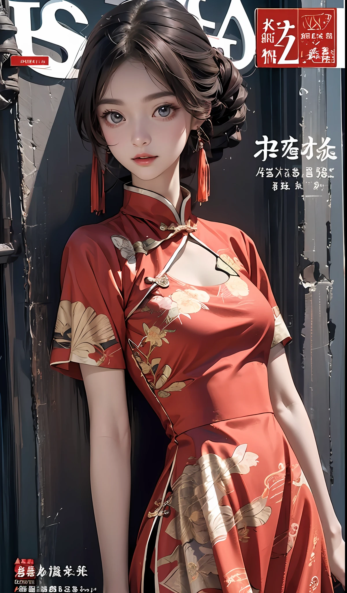 최고의 품질, 주인, 고해상도, 우시아 1소녀, 중국 드레스, 정말 아름다운 얼굴, 정말 아름다운 눈, 매우 아름다운 머리카락，잡지 표지