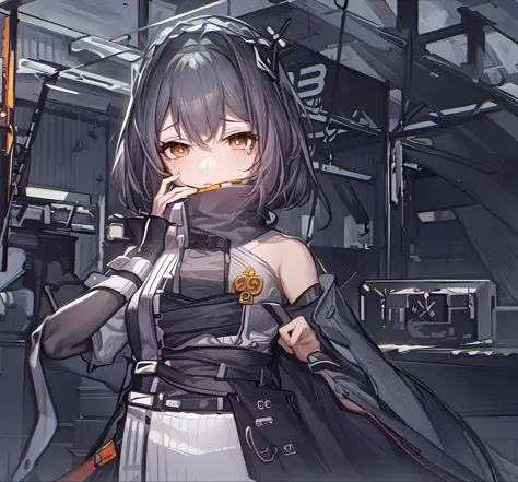 anime girl with white hair and red cape holding a gun, a scene from the《azur lane》videogame, azur lane style, girls frontline st...