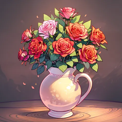 vase of creative roses