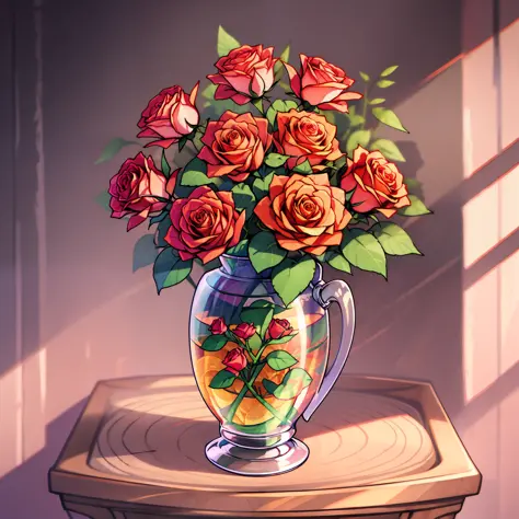 vase of creative roses