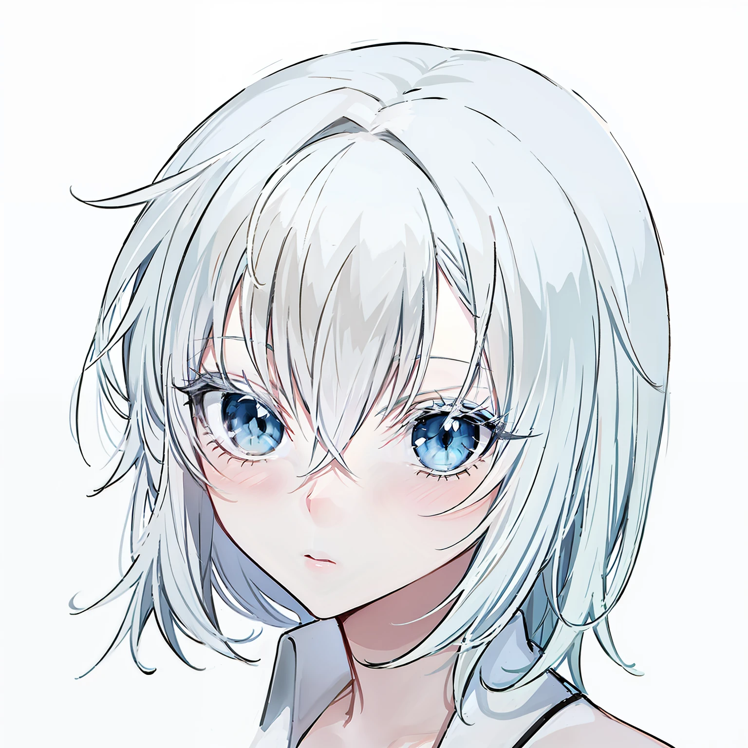anime - style image of a woman with white hair and blue eyes, white haired, girl with short white hair, girl with white hair, neferpitou, white-haired, render of april, perfect white haired girl, silver haired, white haired lady, fubuki, with short bobbed white hair, white haired deity, anime character, cute natural anime face，whaite hair，Purple eyes，downy，Beauty in the world，Comic style，Oil painting style，medieval times，high qulity， --auto