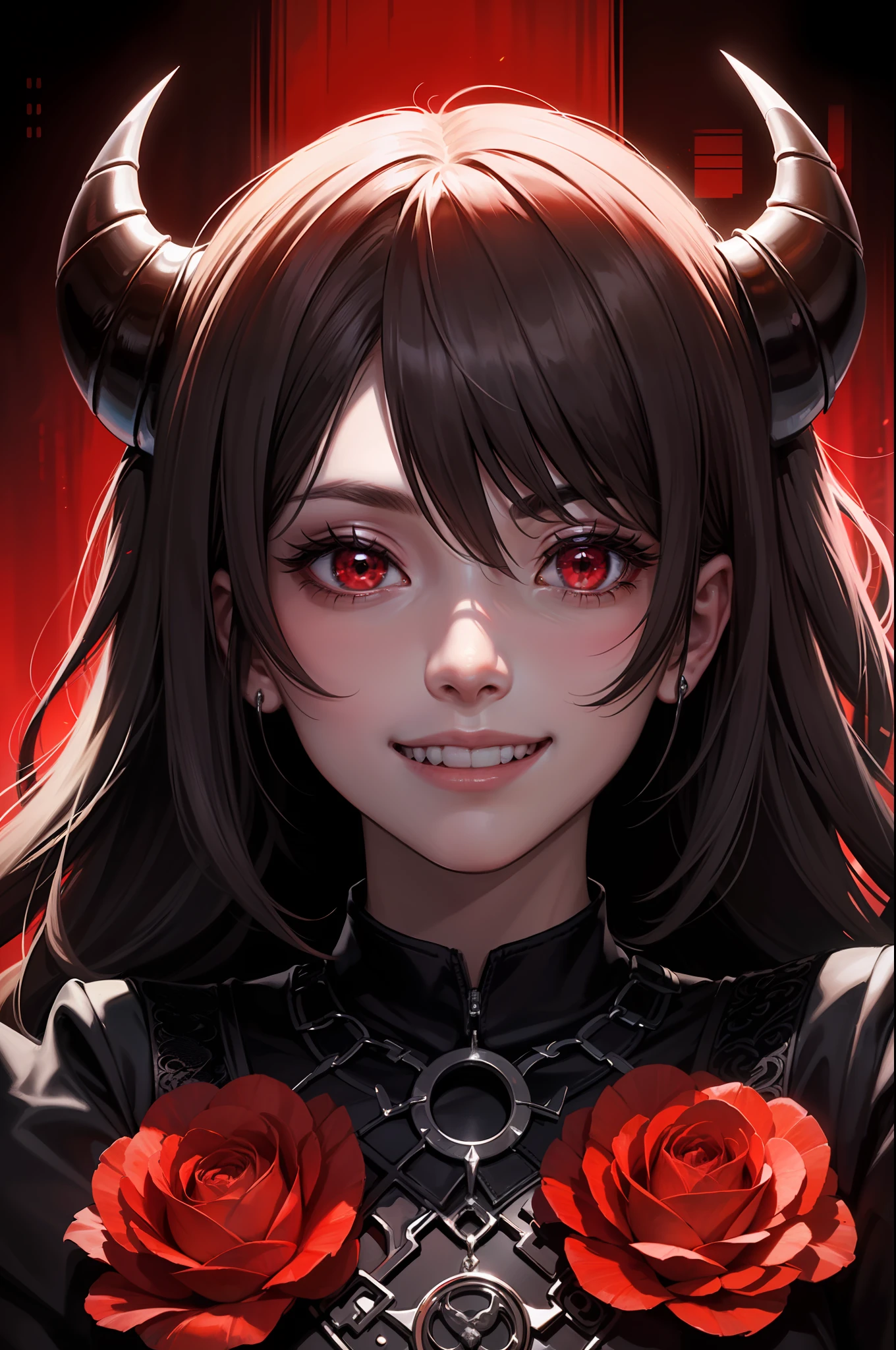 (best quality:1.3, ultra-detailed:1.2), perfil view, a malicious and prideful smile, (Demon of Pride:1.3), no background, evil aura, hellish atmosphere, (dark red:1.2) lighting.