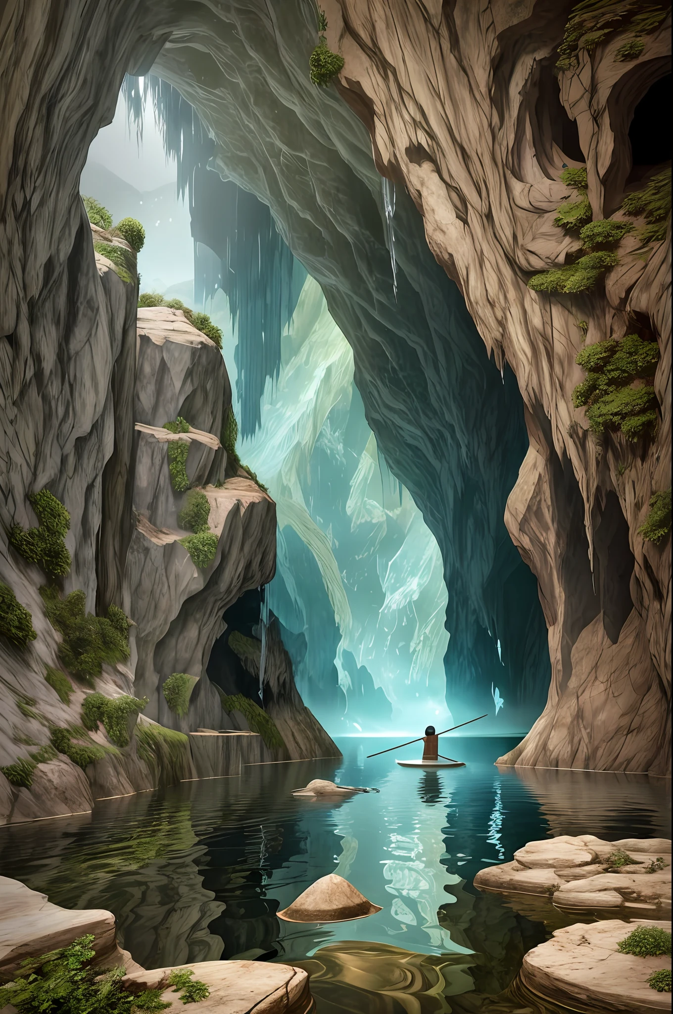 Водяной призрак в древней пещере,   Автор: wjqleonardo,
