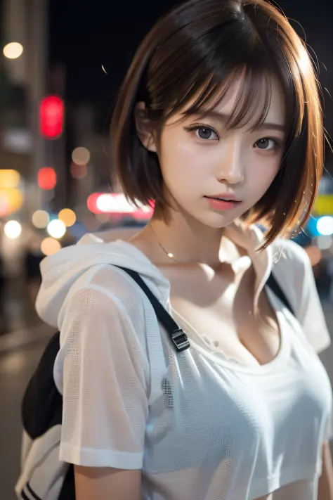 japanaese girl、16-year-old girl、a beautiful detailed girl、extremely detailed eye and face、Beautiful detailed eyes、streetlights、S...