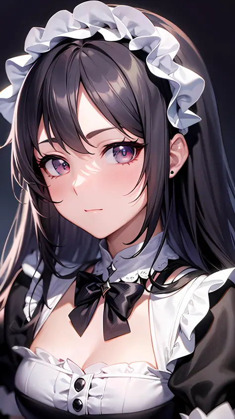 Close up portrait of woman in dress in white and black dress、Gothic Otome anime girl、anime girl wearing a black dress、Cute anime...