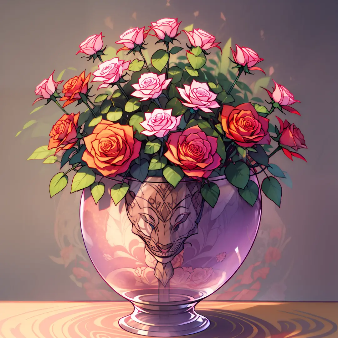 vase of creative roses