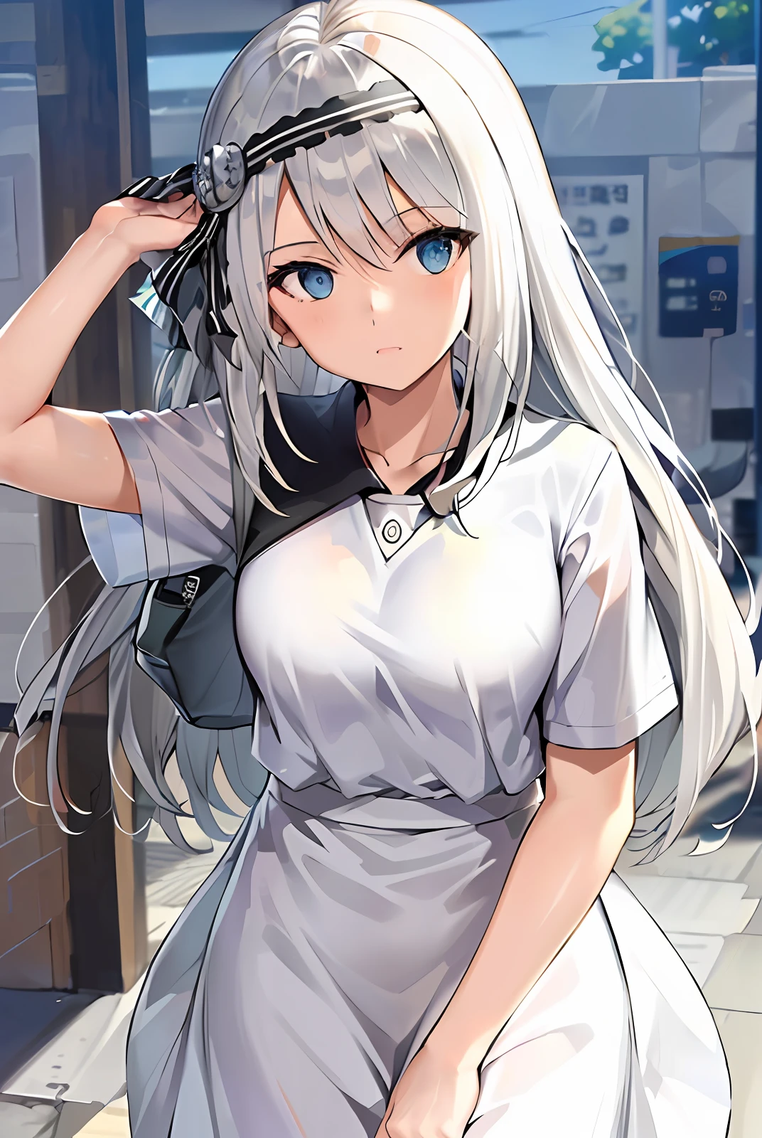 White clothes，schoolgirls，nakeness，White hair