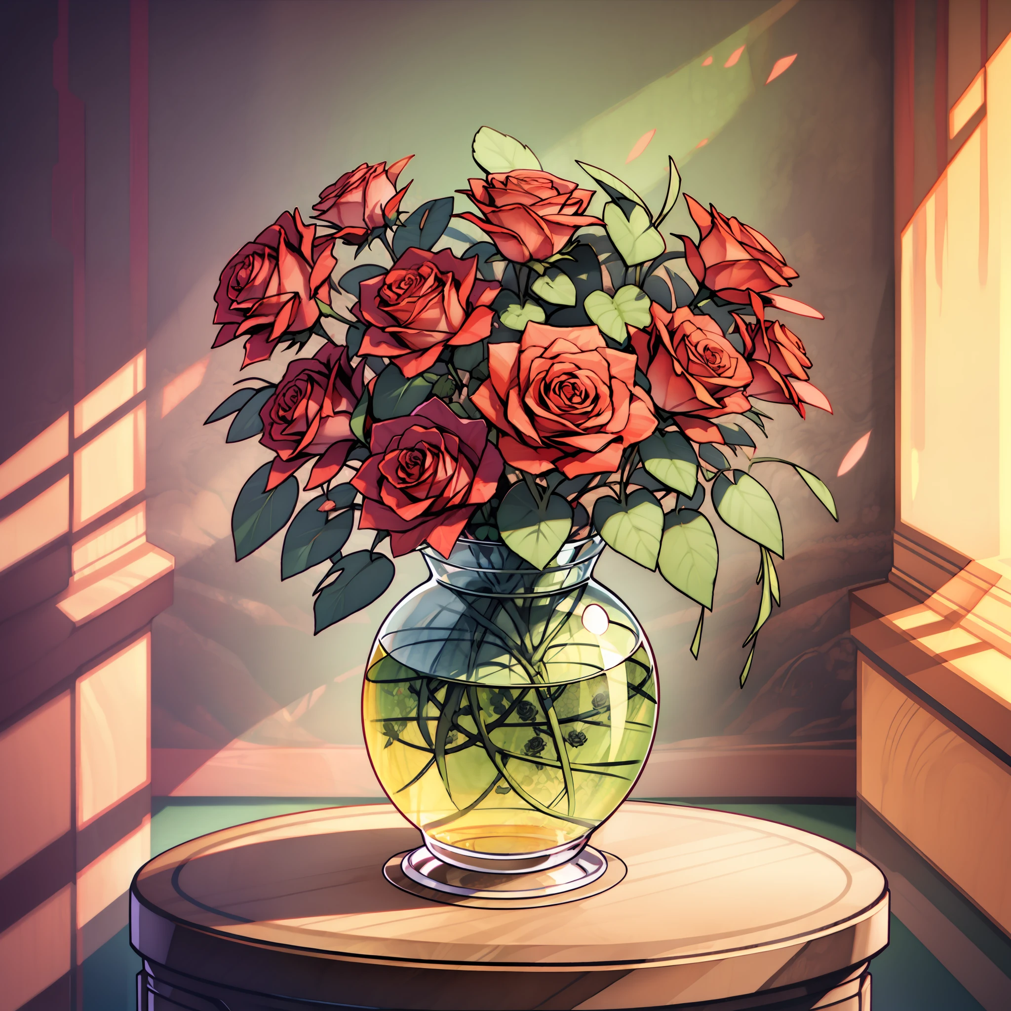 vase of creative roses