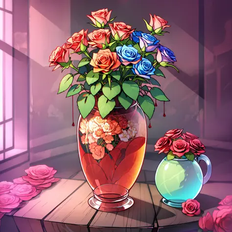 vase of creative roses