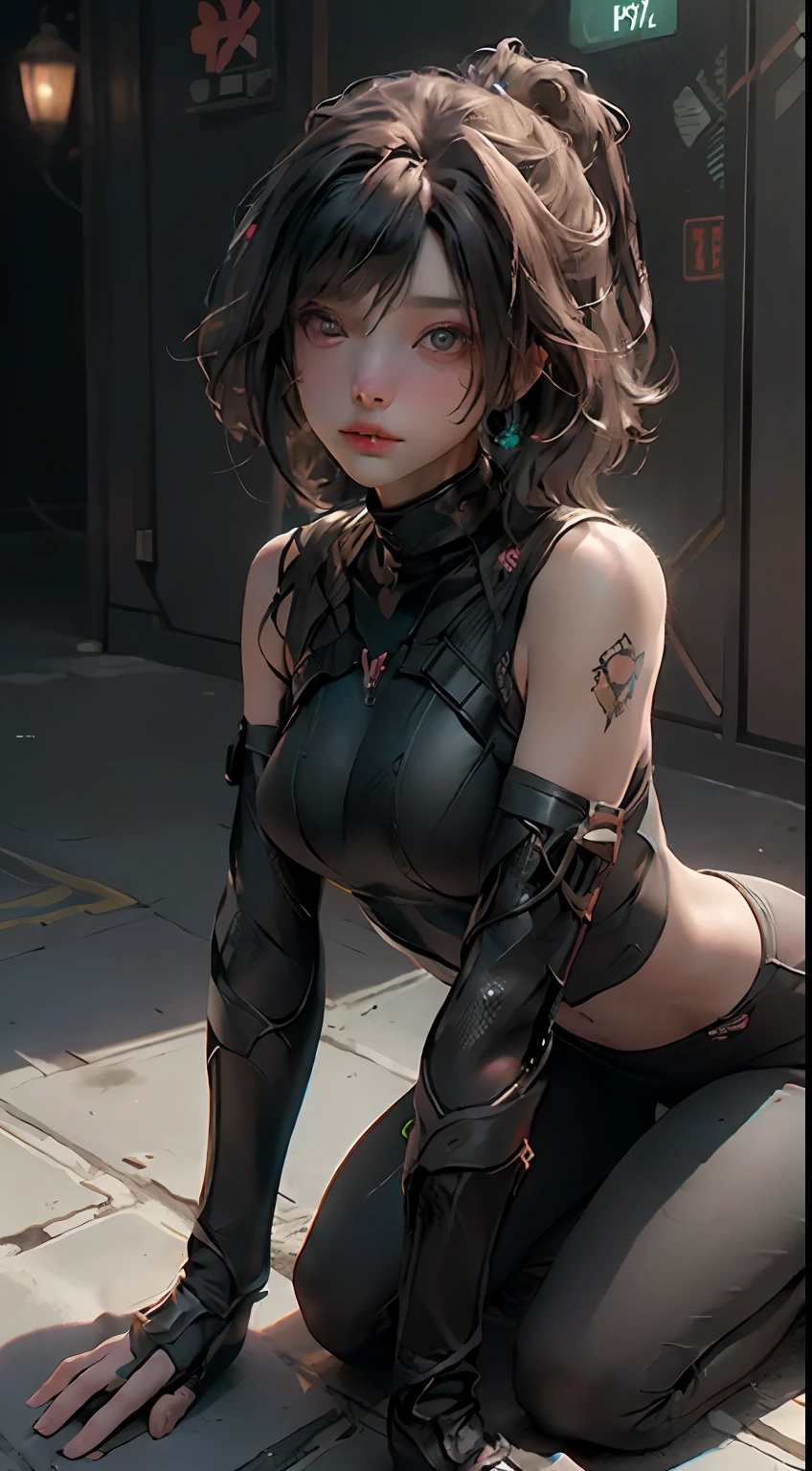 ((Best quality)), ((masterpiece)), (detailed:1.4), 3D, an image of a beautiful cyberpunk female,HDR (High Dynamic Range),Ray Tracing,NVIDIA RTX,Super-Resolution,Unreal 5,Subsurface scattering,PBR Texturing,Post-processing,Anisotropic Filtering,Depth-of-field,Maximum clarity and sharpness,Multi-layered textures,Albedo and Specular maps,Surface shading,Accurate simulation of light-material interaction,Perfect proportions,Octane Render,Two-tone lighting,Wide aperture,Low ISO,White balance,Rule of thirds,8K RAW,