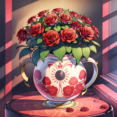 vase of creative roses