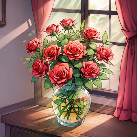 vase of creative roses