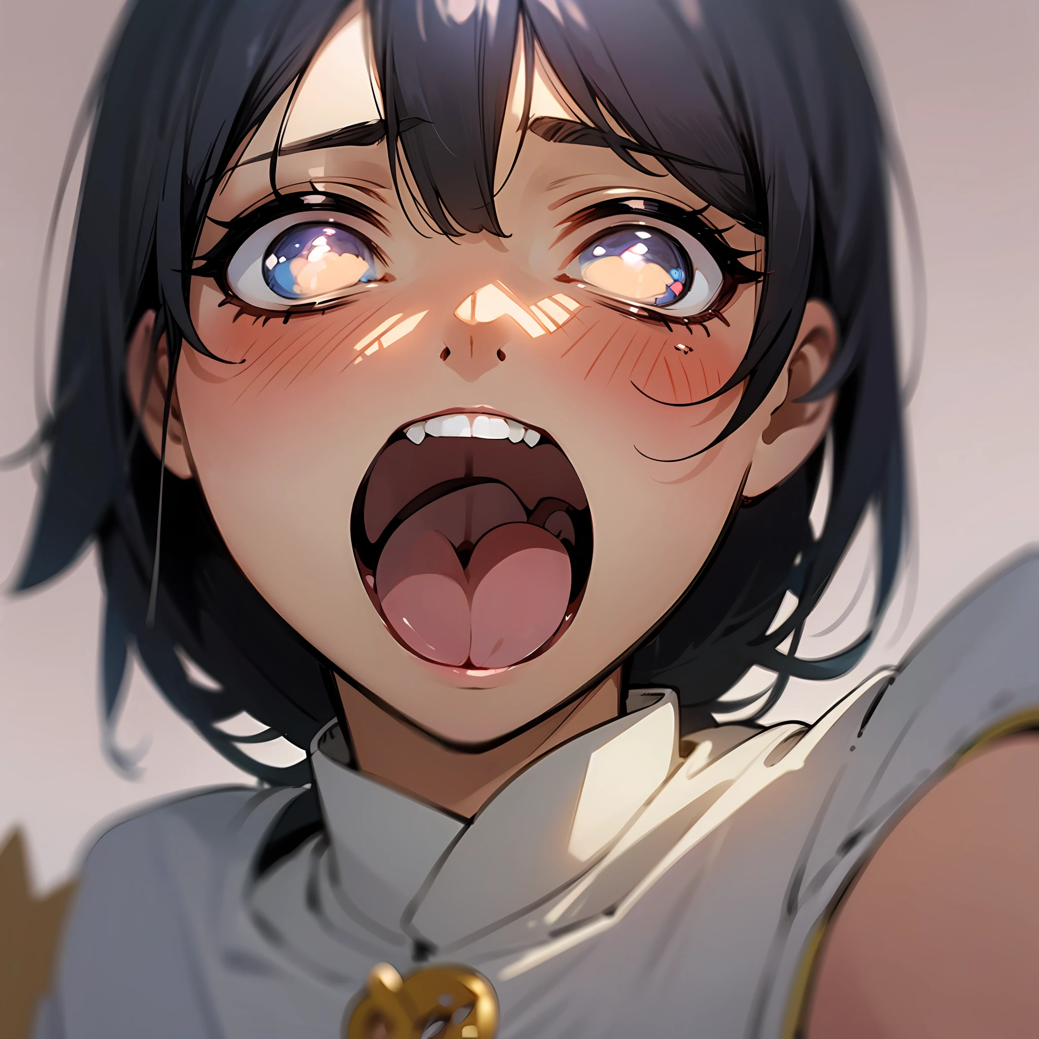 Anime girl with open mouth and tongue sticking out - SeaArt AI