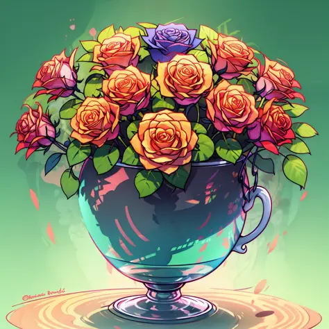 vase of creative roses