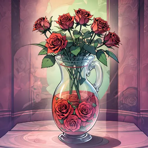 vase of creative roses