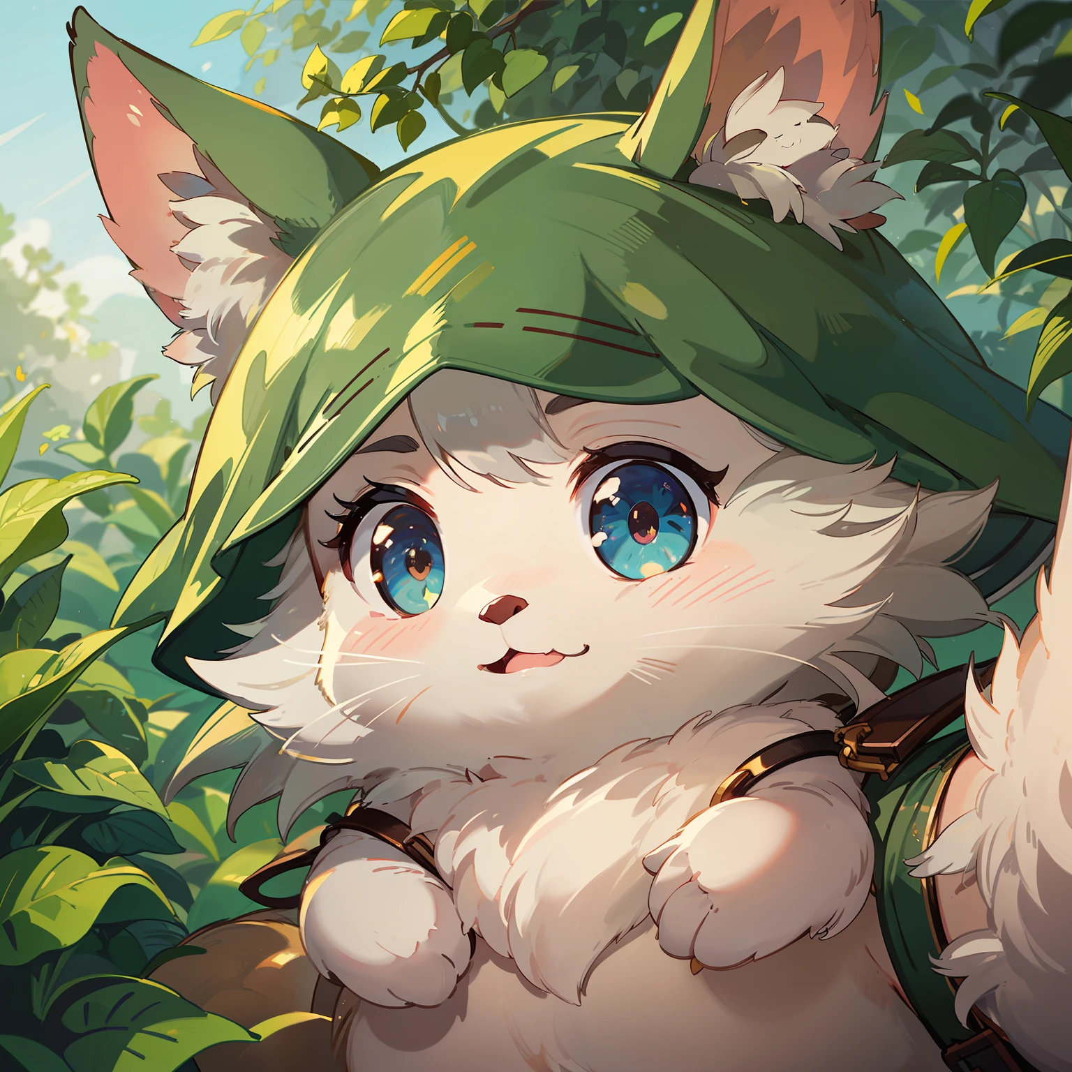 ((巨作)), Best Quality, High resolution, cute and lovely creature, small and fluffy, Dynamic Angle, Soft texture, Pink fur, largeeyes, (1 creature), storybook, Magical world, Green plants, wood, Warm lighting. Extremely detailed, High quality, adorable creature, soft fur and chubby cheeks, Playful, smiling and happy, (1 creature), colorful nature, Beautiful sky, Warm sunshine, nature harmony, Soft focus, Shallow depth of field, carefree feeling.