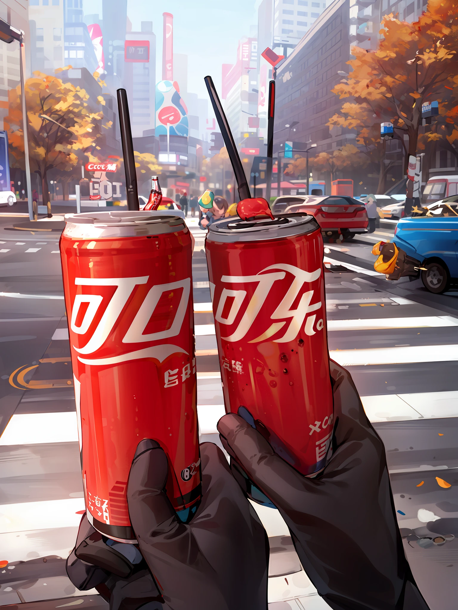 Jemand hielt zwei Dosen Limonade in der Hand.，Er hält einen Strohhalm in der Hand, trinkening a bottle of coca-cola, Getränkedosen, eine Dose Bier in der Hand, trinken, Büchsen, Autor：vivy, cold trinken, Prost, zeng fanzh, schlechte Qualität, Coca Cola im Kamelkopf, Bier halten, trinkens, legendäres Meisterwerk, energy trinken, Straßenleben, Hangzhou