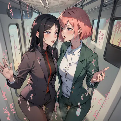 Two women having fun on the train、Obscene 1,2、Perverted act 1,2、NSFW:1,2、Lesbian Mika:1,2、Grabbing each other's buttocks、the kis...
