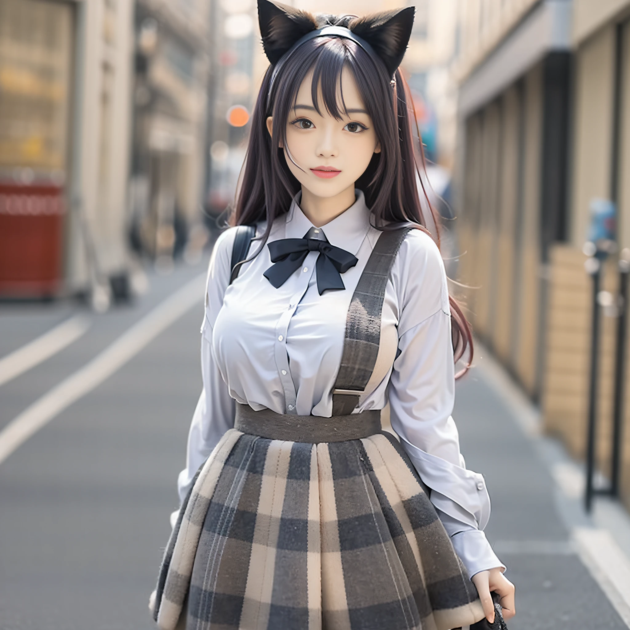 Arafed image of a woman in a dress and cat ears - SeaArt AI