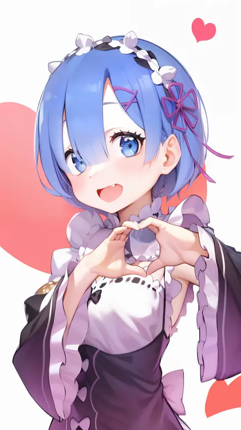 a close up of a person with a heart shaped object in their hand, Rem Rezero, anime visual of a cute girl, small curvaceous loli, anime moe art style, Loli, loli in dress, small loli girl, 2d anime, 2 d anime style, anime girl named lucy, r / art, r/art, r ...